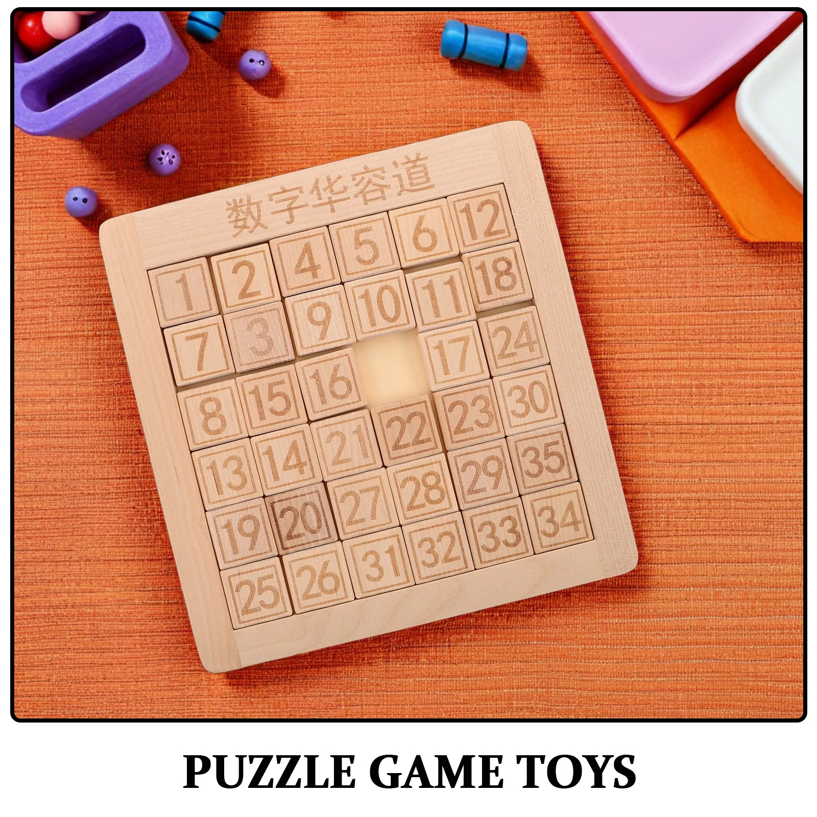 Puzzle Scorrevole con Numeri in Legno, Gioco Logico per Bambini, Educazione Precoce Montessori, Regalo per Feste, Gioco per lo Sviluppo del Cervello