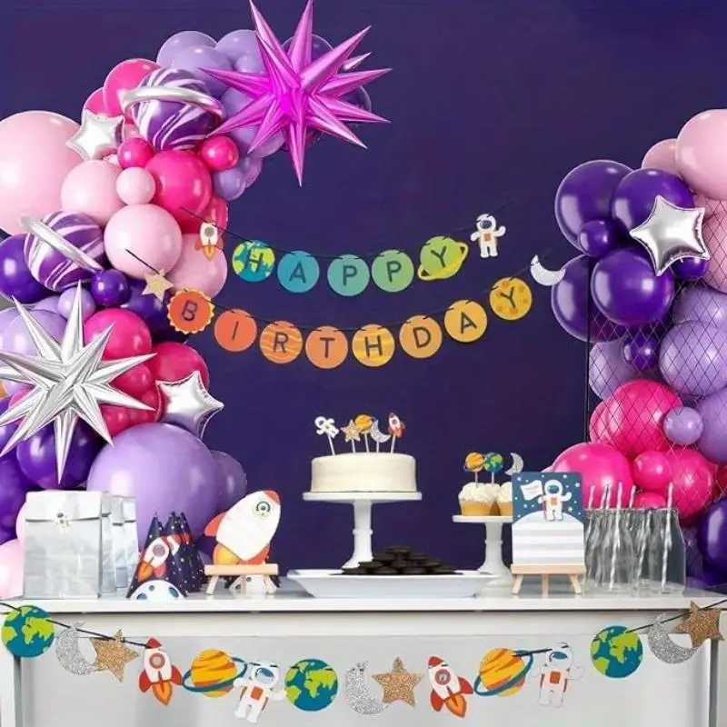 113-teiliges Explodierendes Sternchen Rosa Lila Ballon-Set Folienballons für Geburtstag Hochzeit Babyparty Party-Hintergrund Dekorationen – Detail 4