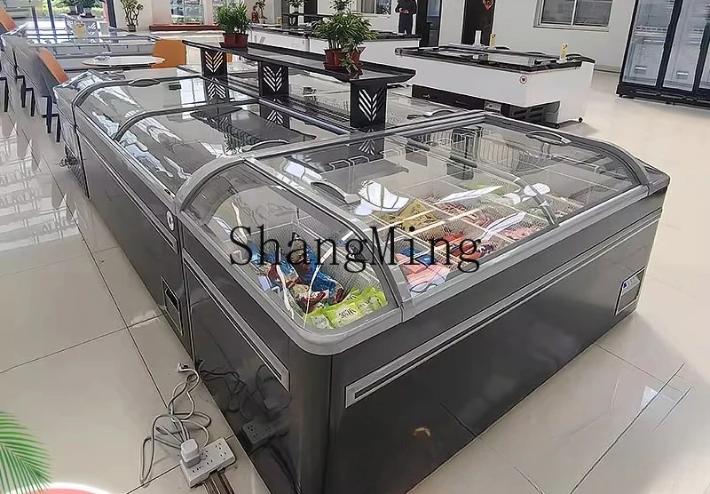 ZYY commercial horizontal freezer supermarket combination island cabinet seafood refrigerated frozen display cabinet