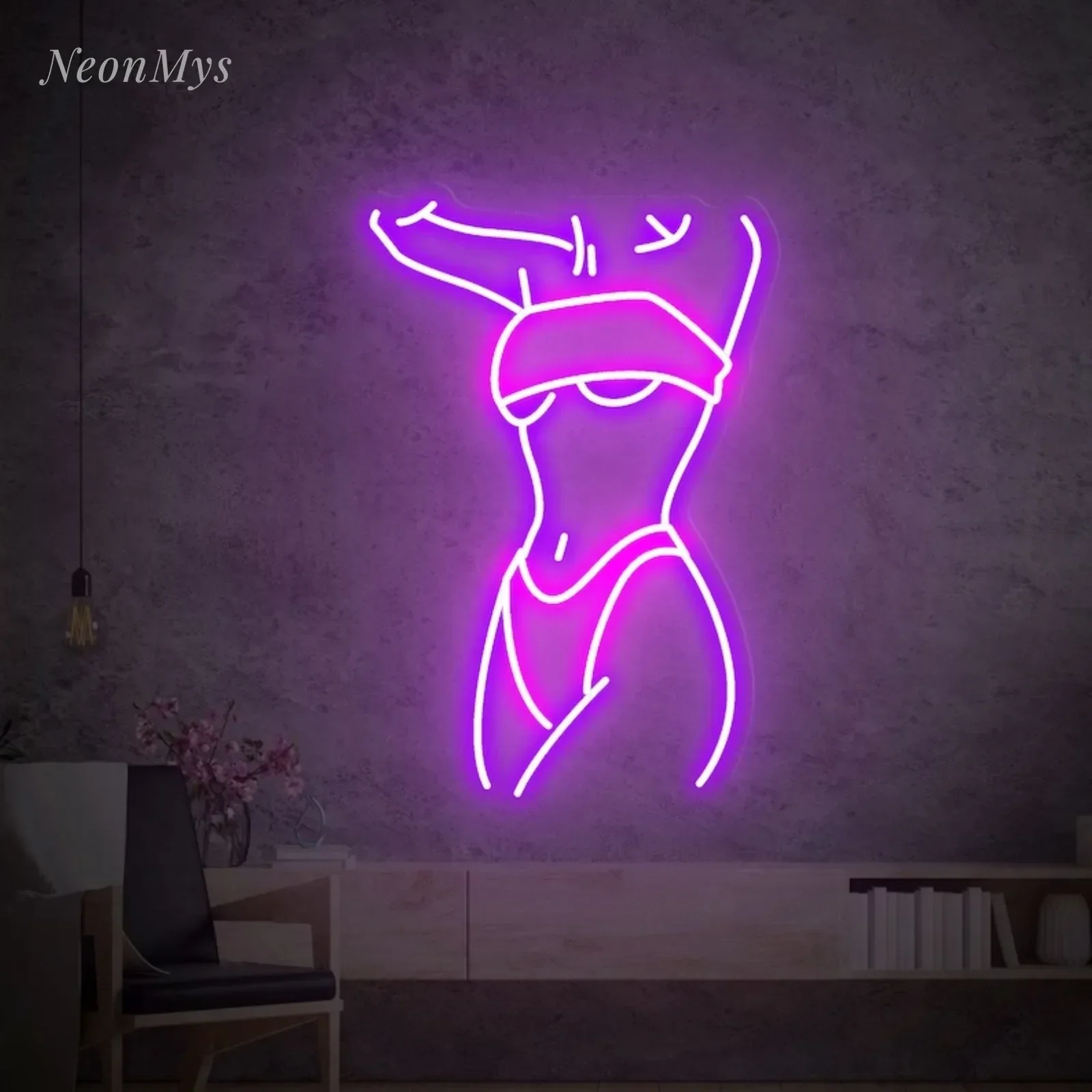 Sexy Woman Body Led Neon Sign, Female Figure Lights in Gymnasium Wall Decor Girl Room Neon Sign Support Custom