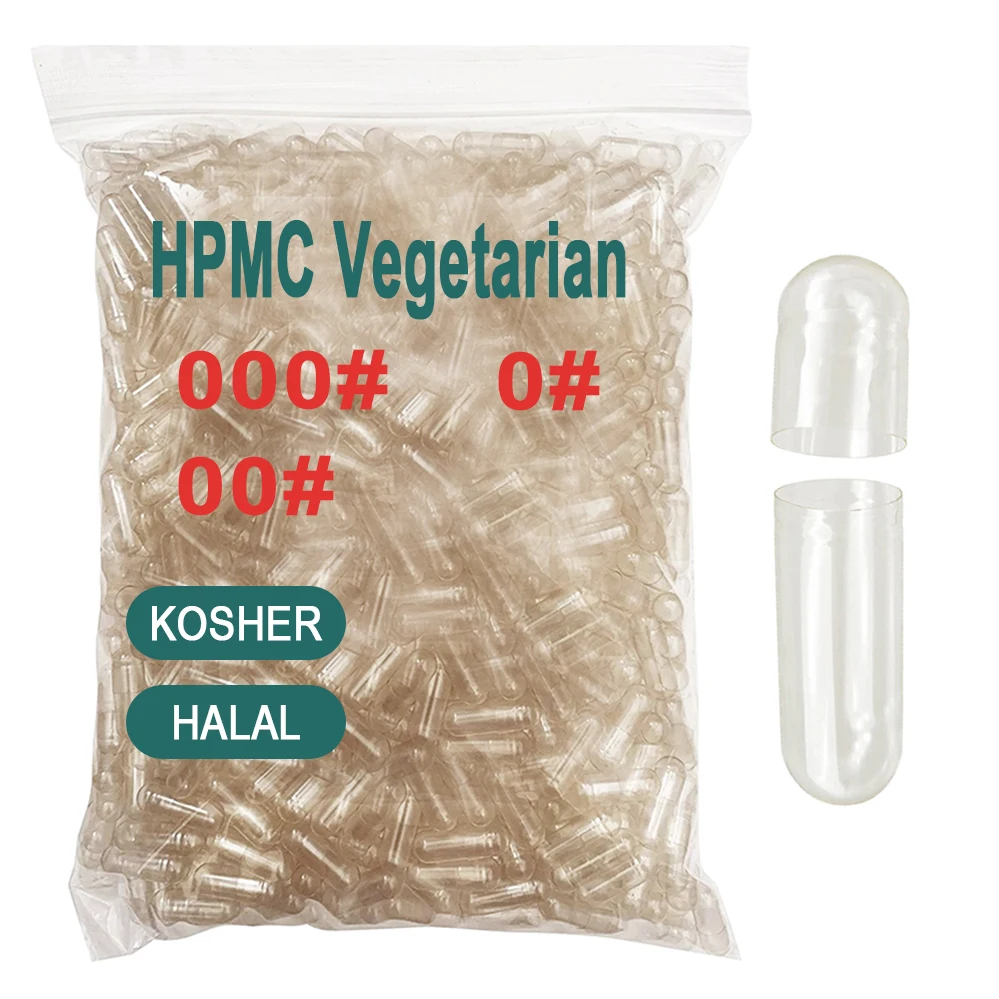 1000 Uds cápsulas vacías tamaño 000 00 0 1 cápsulas huecas separadas veganas vegetarianas Kosher Halal HPMC cápsula transparente hueca