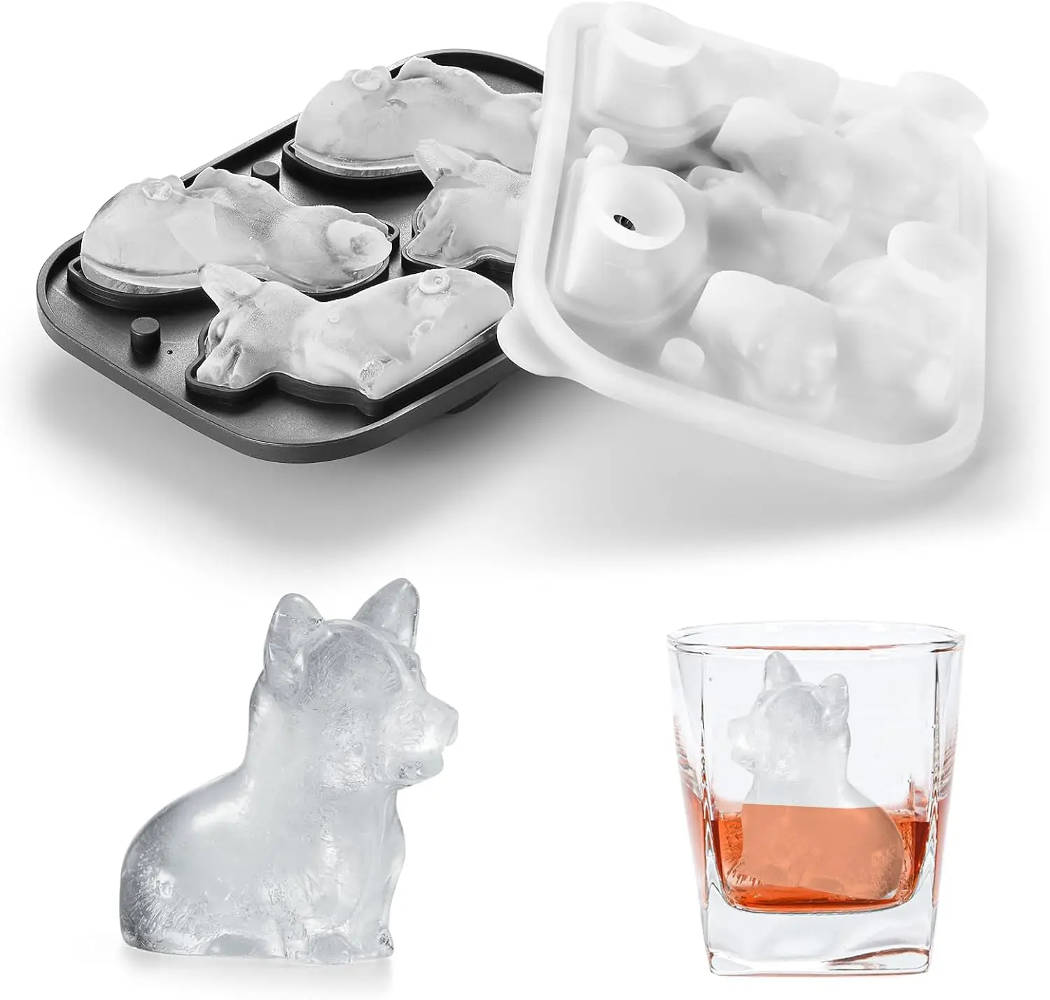 

Caki Corgi Dog gifts 3D Ice Cube Mold Fun Shapes, Large Craft Ice Mold, Big Dog Ice Cube Trays for Whiskey Cocktails Bourbon