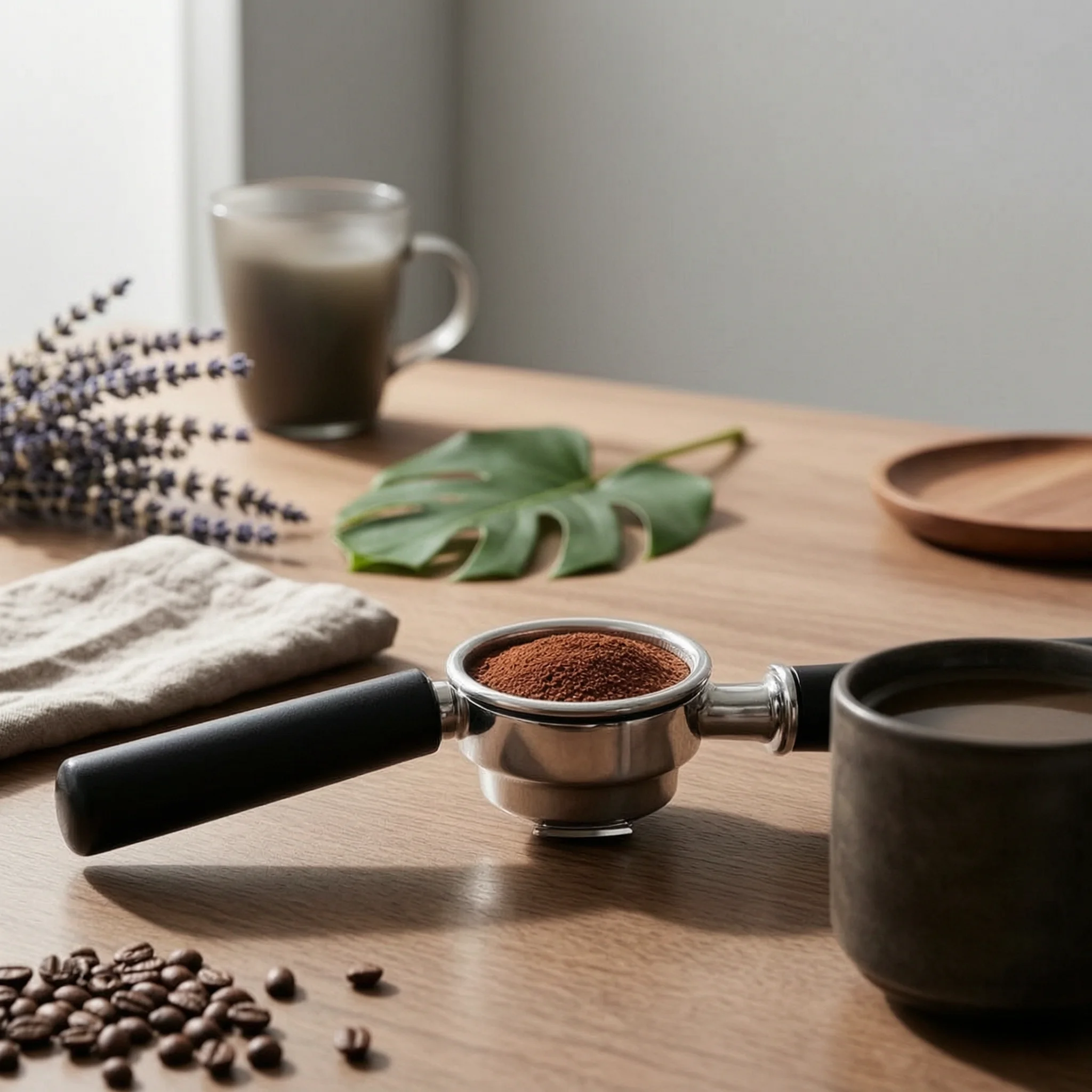 Coffee Tamper Holder Stand Multi Opening Portafilter Stand Espresso Tamper Station Wood Grain for Baristas, Cafe Counter