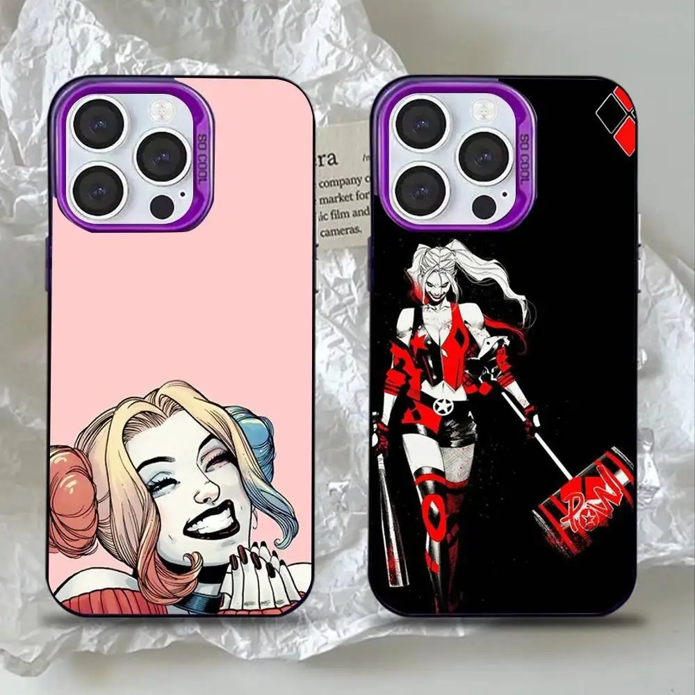 

H-Harley Q-Quinn Phone Case For iPhone 16,15,14,13,12,11,Mini,Pro,SE,MAX Purple Matte Silicone Cover