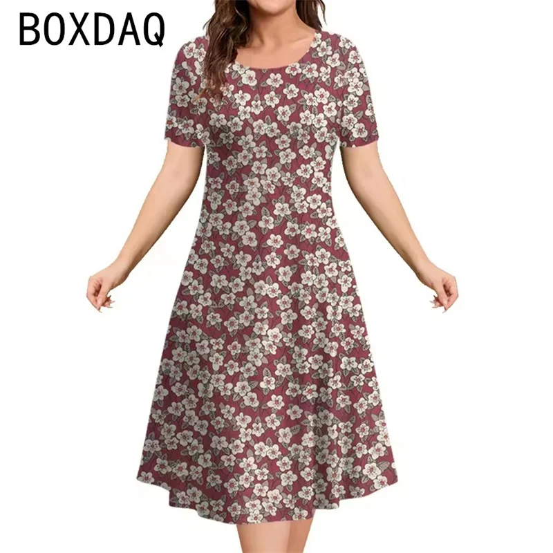 

Floral Print Women Dress Plus Size 7XL 8XL 9XL Womens Short Sleeve Elegant Casual Loose Mini Dress Summer Sundress Vestidos Lady