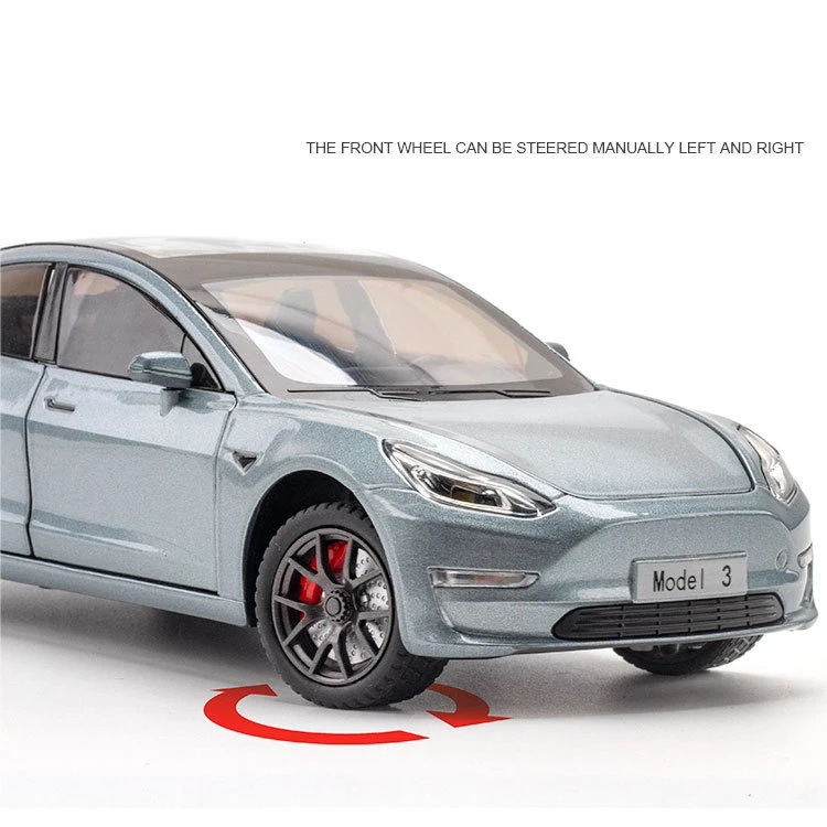 1:24 Teslaรุ่น3จําลองDiecastโลหะผสมรุ่นรถเสียงดึงกลับคอลเลกชันของเล่นเด็กของขวัญ