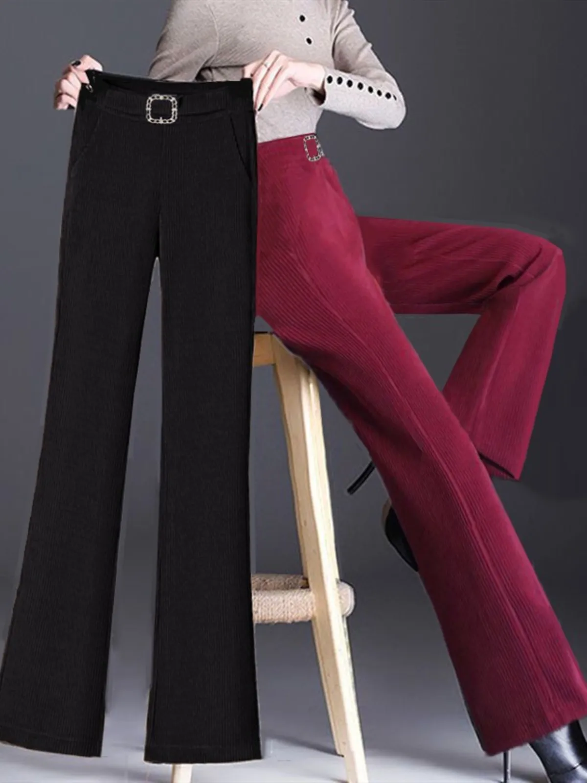 شيري سروال قصير متوهج للنساء لخريف وشتاء 2024 جديد Sle مستقيم غير رسمي Fce سروال مخملي بشريط فضفاض