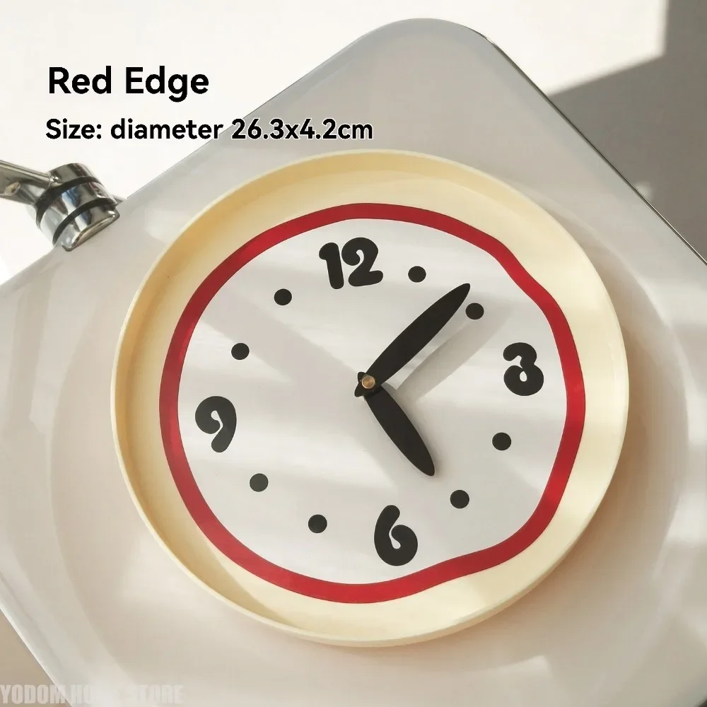 Modern Round Cream Wall Clock Minimalist Distorted Line Decoration For The Clock Household Wall-mounted Clock Home Decor