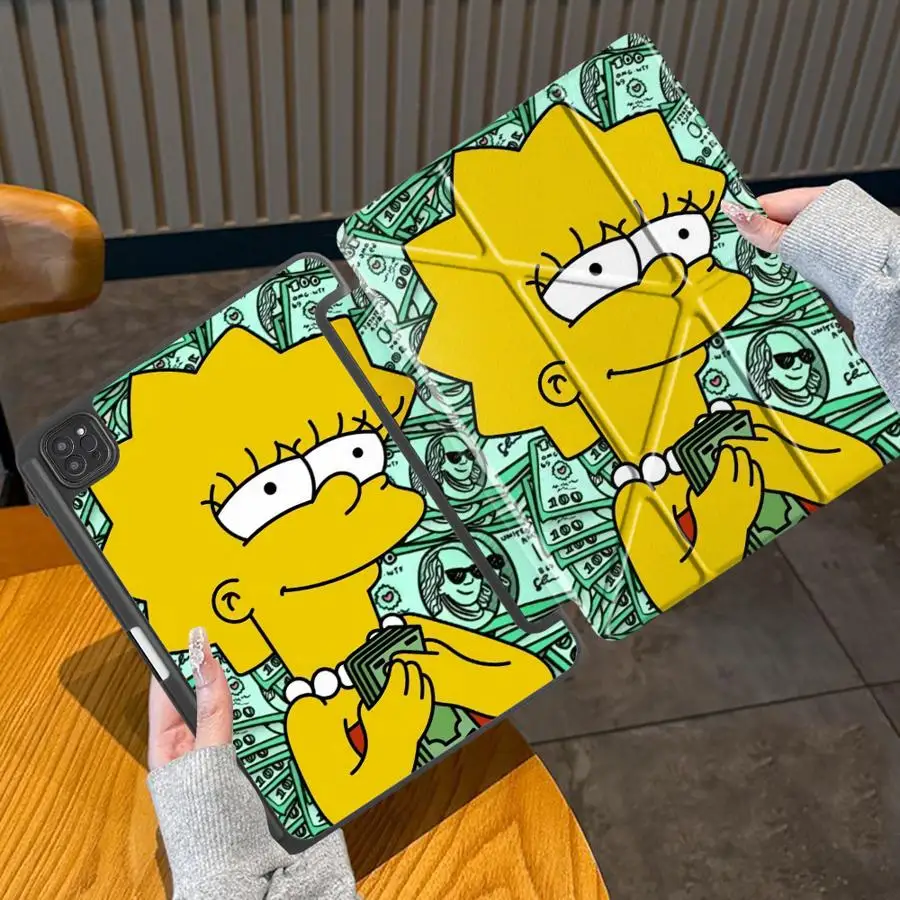 

Чехол для планшета с изображением Симпсонов для iPad Mini 6, 7, Pro 2025, Pro 11, 10, 9, 8, 7 поколений, 12.9 дюймов, Air 4, 5, M3, M2, 1, 2, M4, 11 дюймов, с держателем