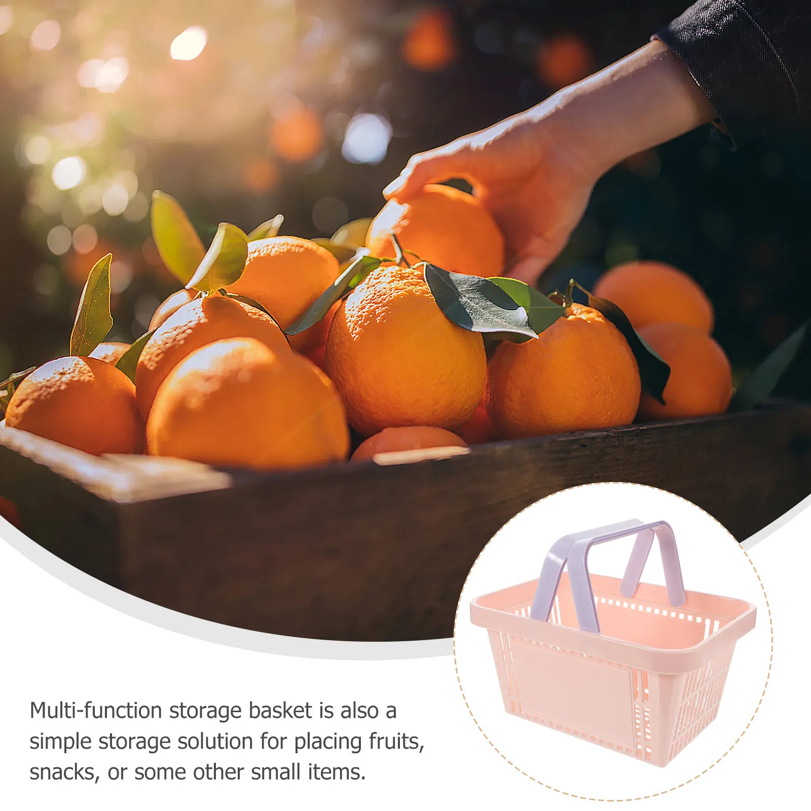 Storage Basket with Handle Multifunction Desktop Organizer Plastic Basket for Fruits Snacks Bathroom Supermarket