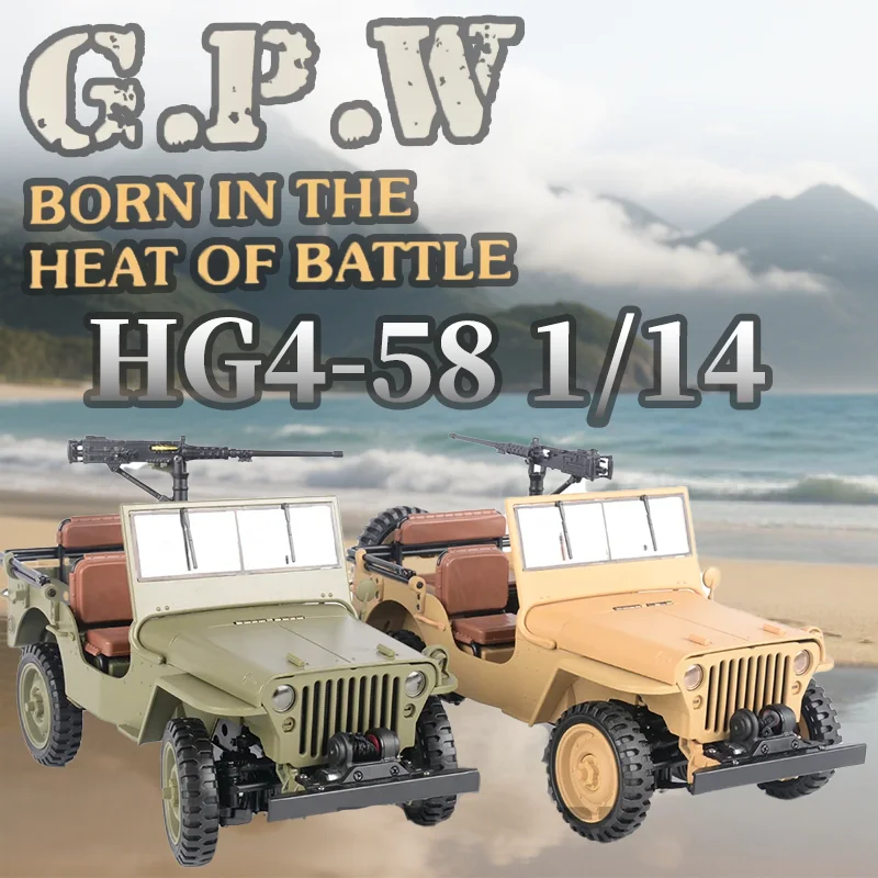 HG4-58 Willys 1/14 RC Electric Remote Control Model RC Car MINI Simulation Military Truck Military Truck Toy for Adults Kids
