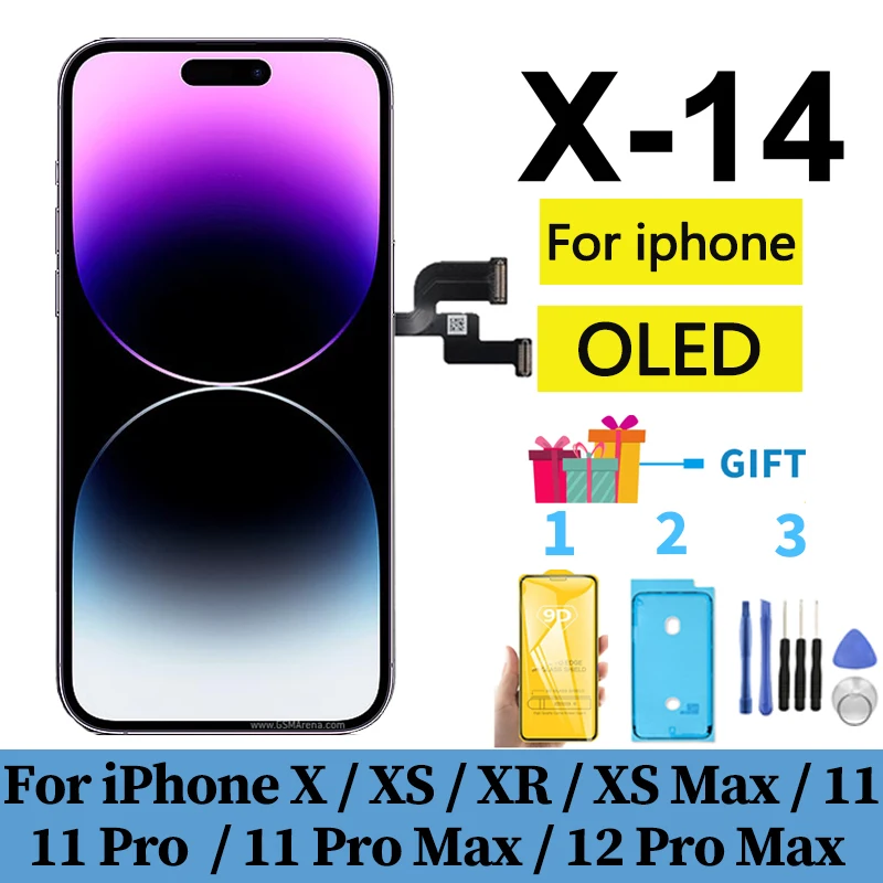 Wyświetlacz OLED do iPhone X XR XS Max 11 12 Pro Max 13 14 Wyświetlacz LCD Ekran dotykowy Wymiana wyświetlacza dotykowego 3D True Tone