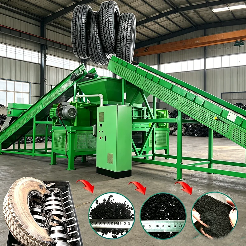 Robust Industrial Tyre Shredder Machine Waste Car Truck Tire Shredder For Rubber Mulch Making
