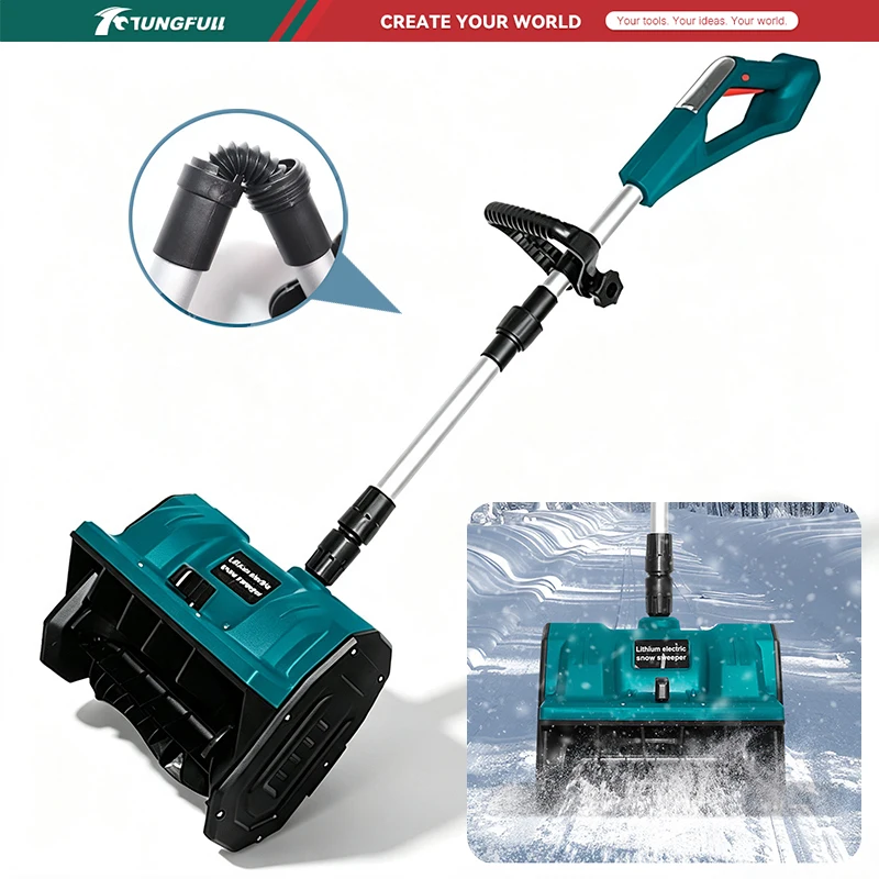 Cordless Electric Snow Plow Brushless/Brushed Foldable Snow Sweeper Courtyard Street Snow Removal Machine for 21V Makita Battery