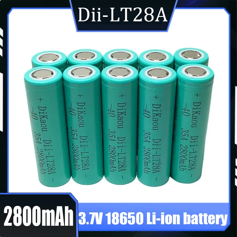 2800mah Dii-LT28A 18650 3.7V rechargeable battery 45A high power discharge suitable for -40° low temperature batteries