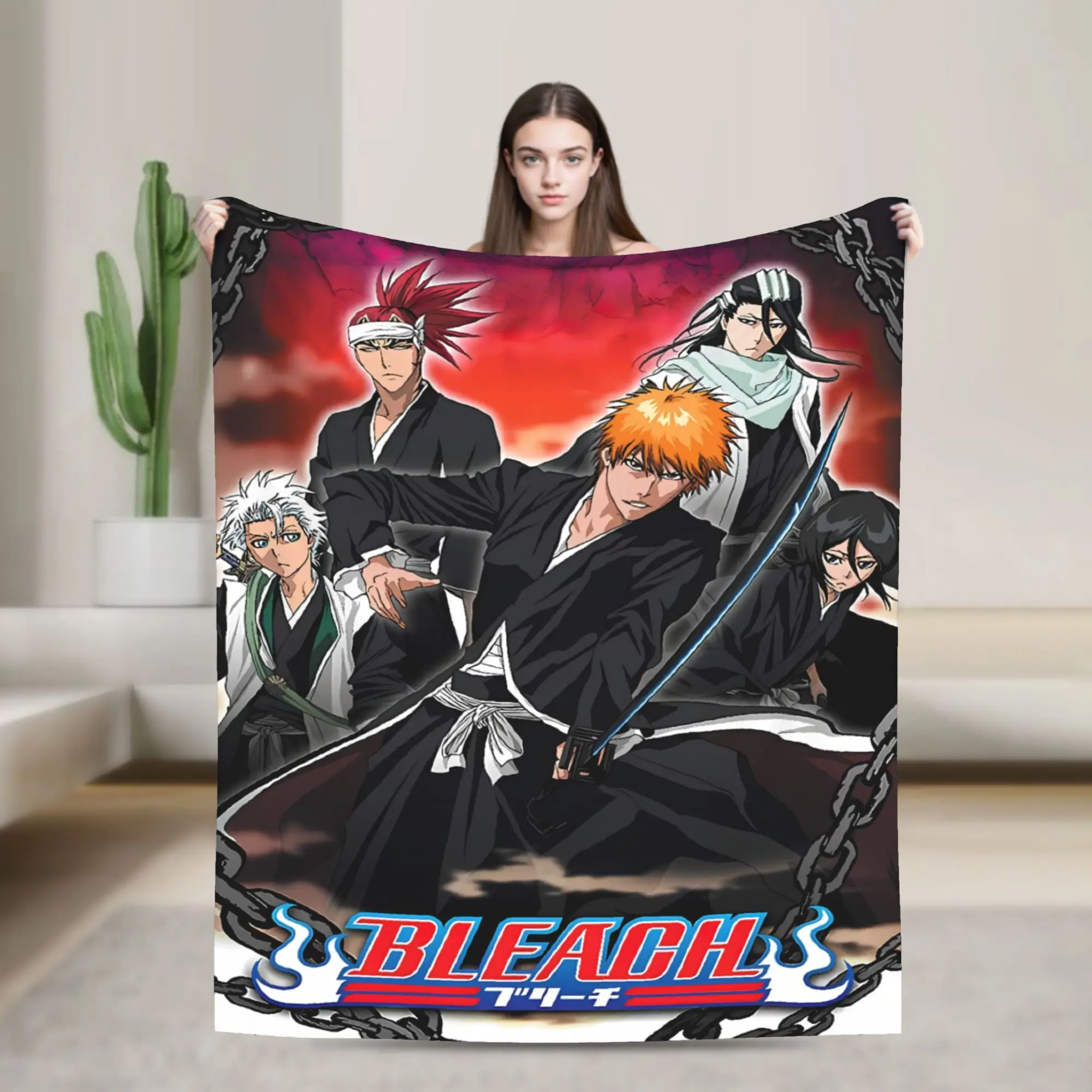 Soft Blanket Travel Office Ichigo Rukia Together Throw Blanket Bleached Bedspread For Couch Chair Sofa Bed Fluffy Sofa Bed Cover