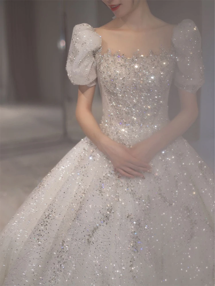 

Ele Heavy Embroidery Wedding Dr Long Train High Quali Net Fabric Korean Sle Bridal Gown for plus Size Women