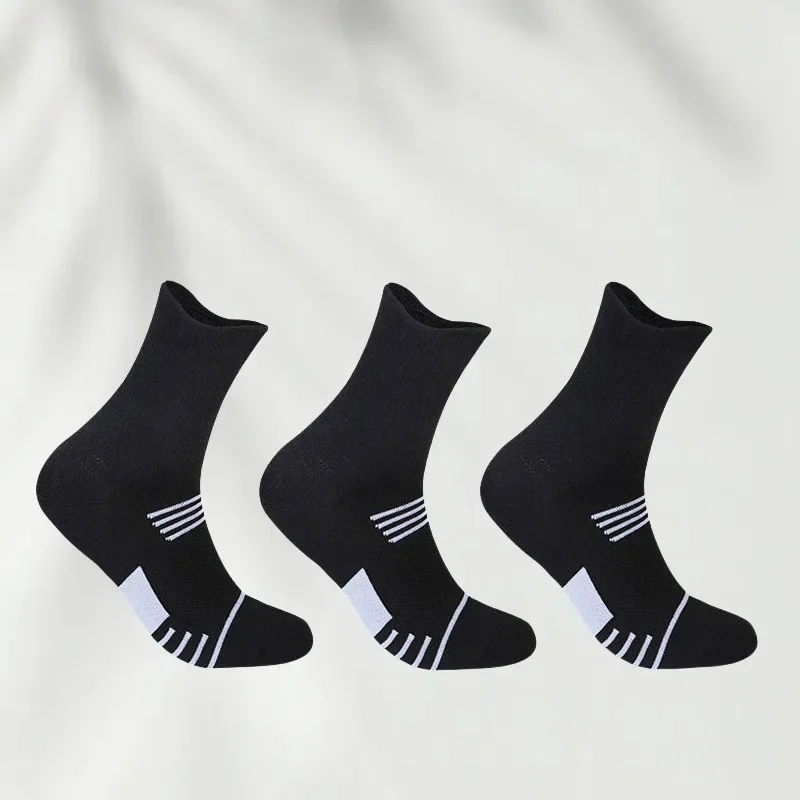 3 pary męskich klasycznych skarpet załogowych, unisex, sportowe skarpety męskie do biegania, koszykówki, antypoślizgowe, oddychające skarpety męskie na zewnątrz