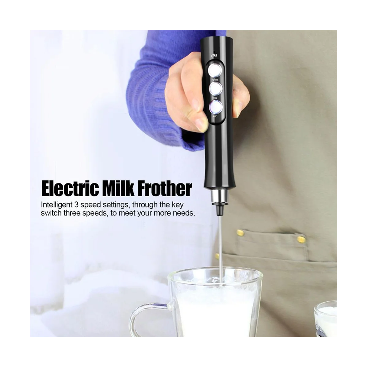 USB 전기 우유 거품기, 휴대용 에그 비터, 커피 음료 믹서, 실용적인, A, 3 거품기 속도, 계란 교반 포머