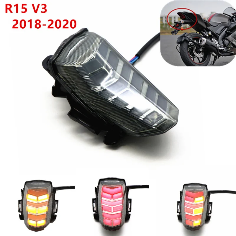 For YAMAHA YZF R15 V3 YZF-R15 V3.0 2018 2019 2020 2021 Motorcycle LED Taillight Rear Brake Turn signal Integrated tail lights