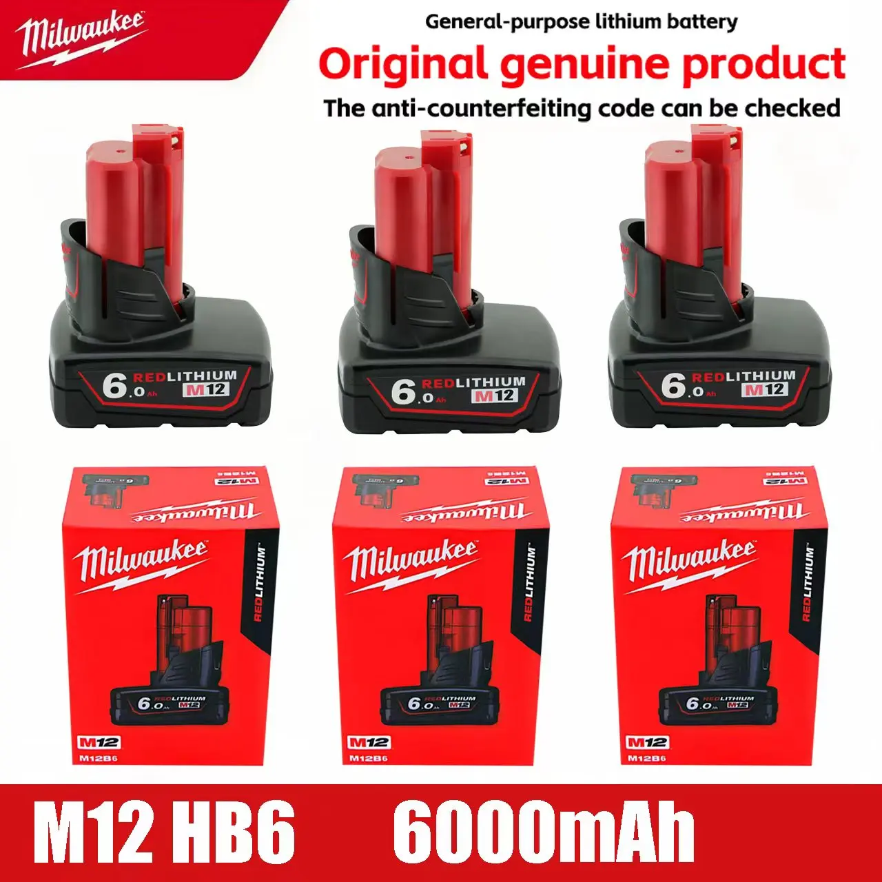 

Milwaukee12V Battery Comes with Packaging Color Box M12B6 3000mAh rechargeable tool battery M12 Super endurance 3.0Ah