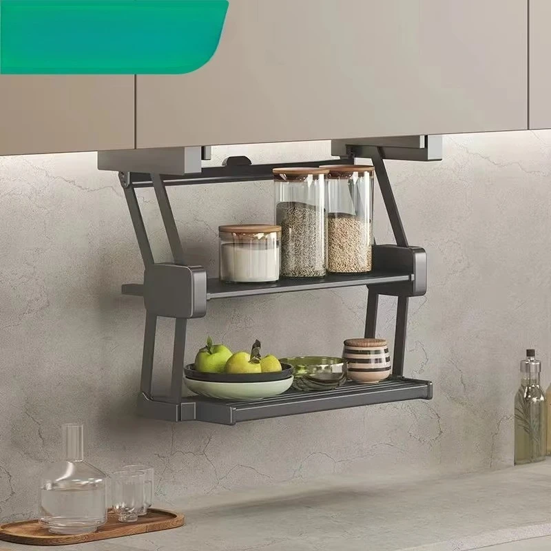 Foldable wall-mounted storage rack Space-saving kitchen foldable storage rack can store tableware and condiments