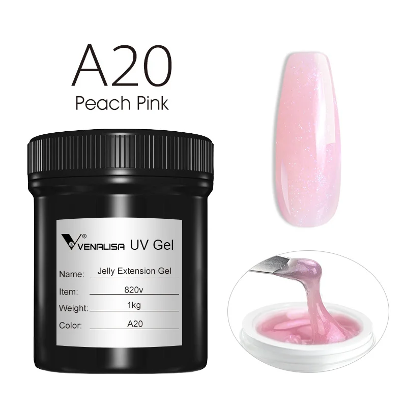 เจลยาทาเล็บ VENALISA ขนาด 1 ลิตร สีชมพูนู้ด เจลยูวีสำหรับต่อเล็บ เนื้อครีมมี่ ล้างออกได้ ชุดเติมเต็มเจลสำหรับต่อเล็บ