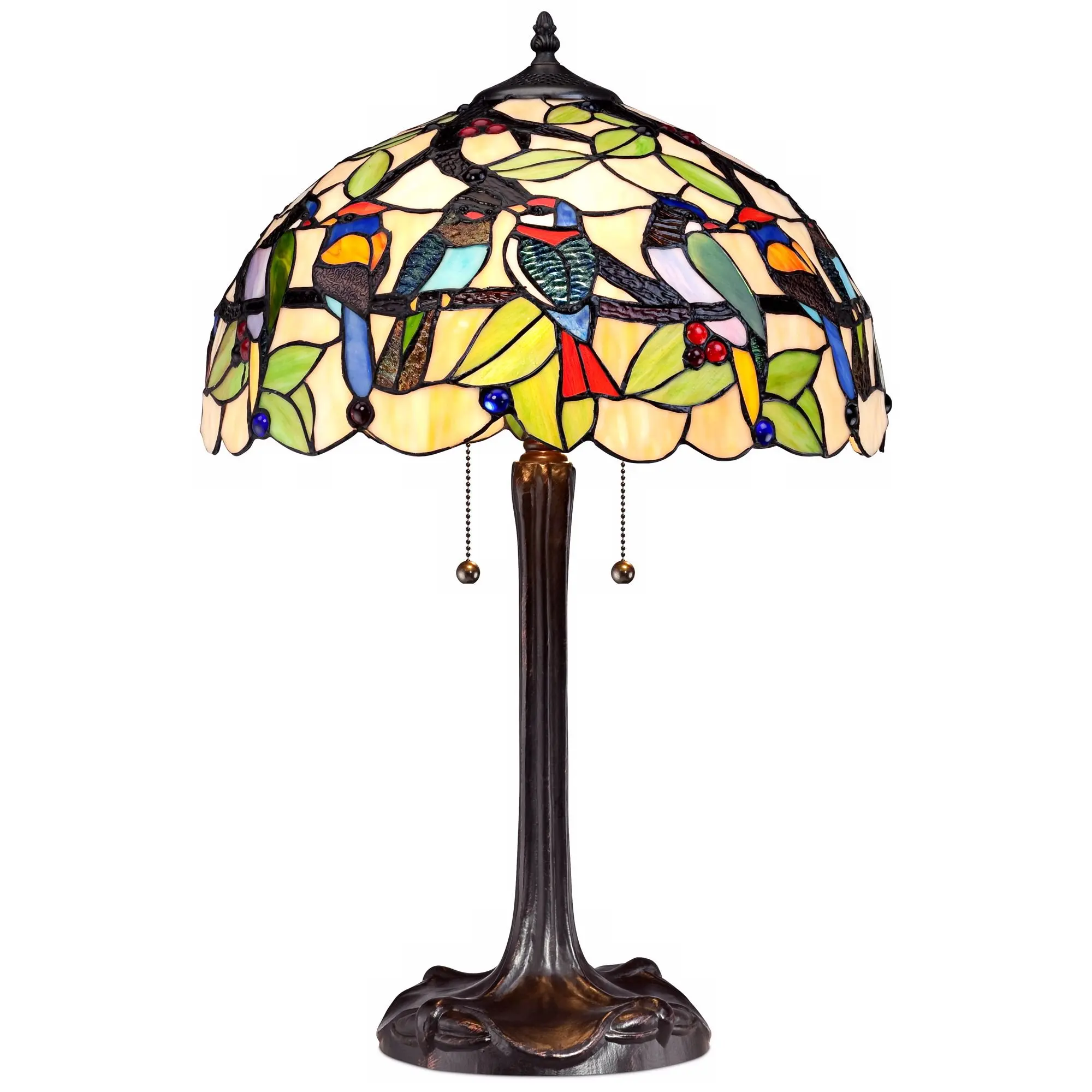 Unique Tall Tiffany Inspired Style lamp stained bird glass Lamp end Best colorful table lamps art deco Lighting for Living Room