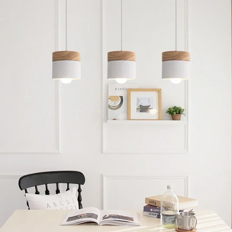Nordic Led Pendant Lamp Restaurant Light Modern Iron Art Corridor Single Macaron Living Room Bedroom Bedhead Small Pendant Light