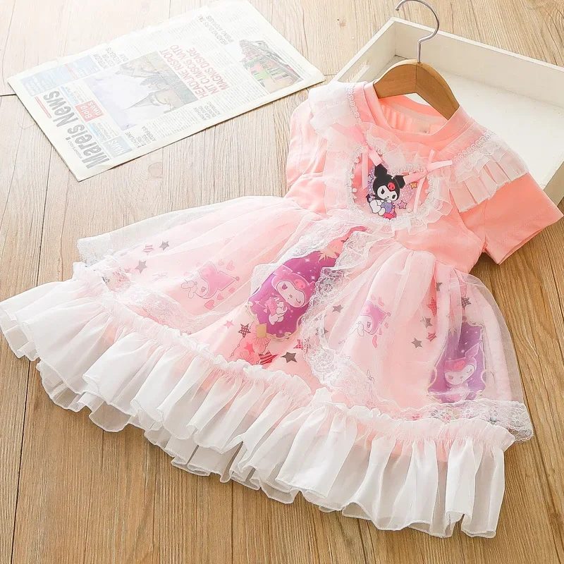 Kawaii Kuromi 2024 nuove ragazze vestono estate Anime Sanrio Girly Heart carino per bambini Lolita Princess Dress compleanno Dress regali