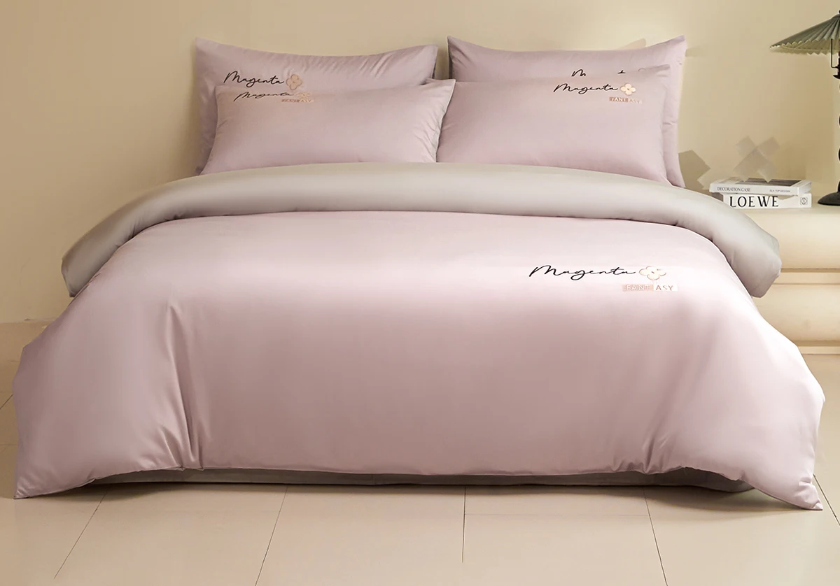 4pcs 60Pieces Long Staple Cotton Embroidered 100% Cotton Solid Color Sheets Bedding Cover Light Luxury Master Bedroom
