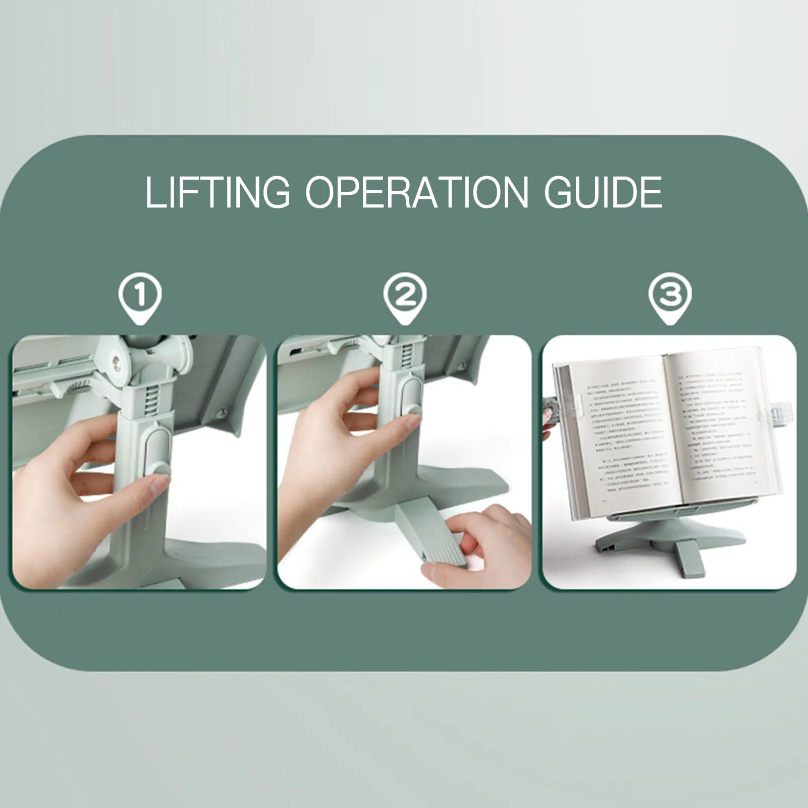 Adjustable Desk Books Stand Children Book Holder Tray with Page Paper Clips for Reading Writing Drawing