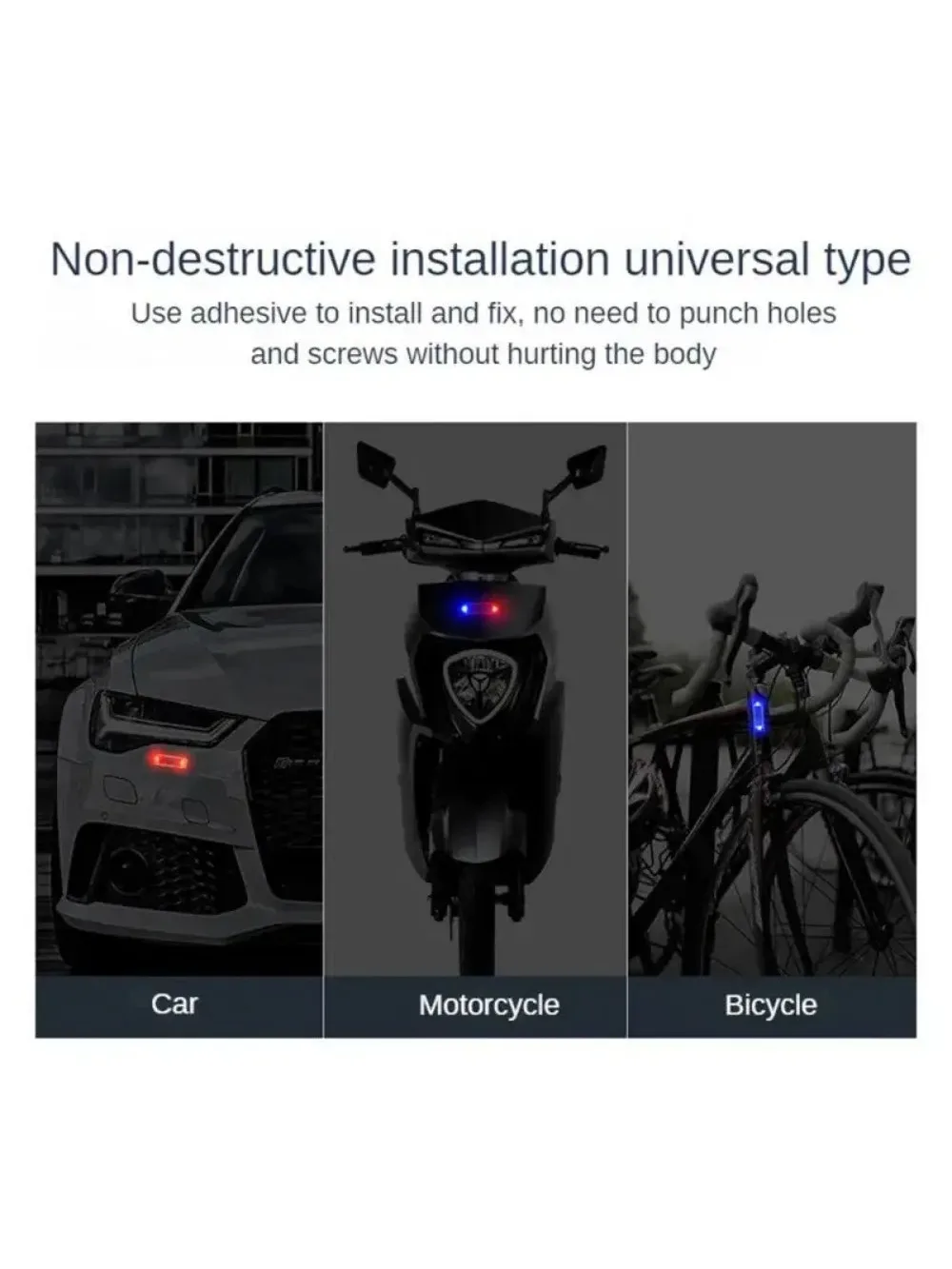 AliExpress NONE Solar warning light car rear collision prevention free breathing light motorcycl Electric vehicle bicycle LED tail flashing ligh