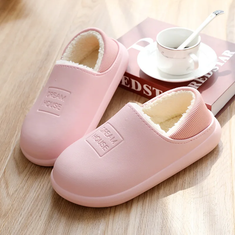 2023 New Winter Slippers Warm Men Shoes Waterproof Women Couples Non-Slip Plush Cotton Indoor Outdoor Kids Home Autumn Children