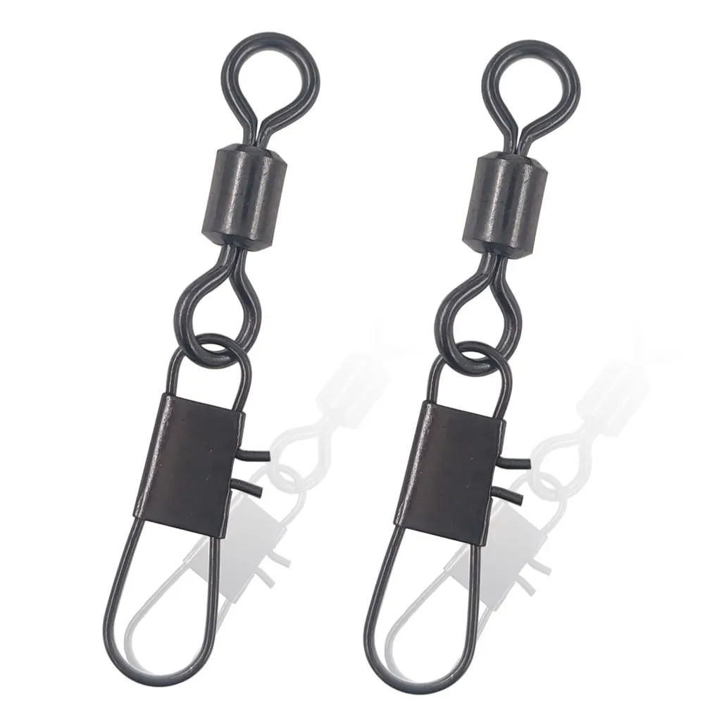 20-200pcs Fishing Swivels Snap Barrel Swivel with Lock Snap Fishing Leaders Lures Weights Connenctor Pin Terminal Tackle