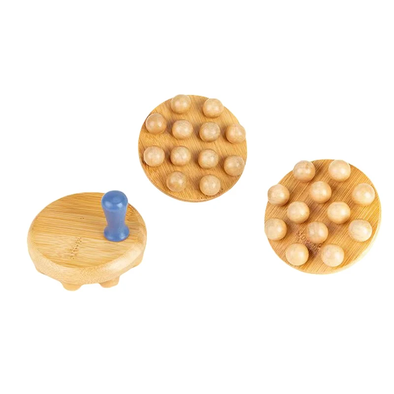 

Relaxation Tool 12 Beads Handheld Gua Sha Massage Brush Natural Wood Waist Leg Body Meridian Scraping SPA Therapy Anti Cellulite