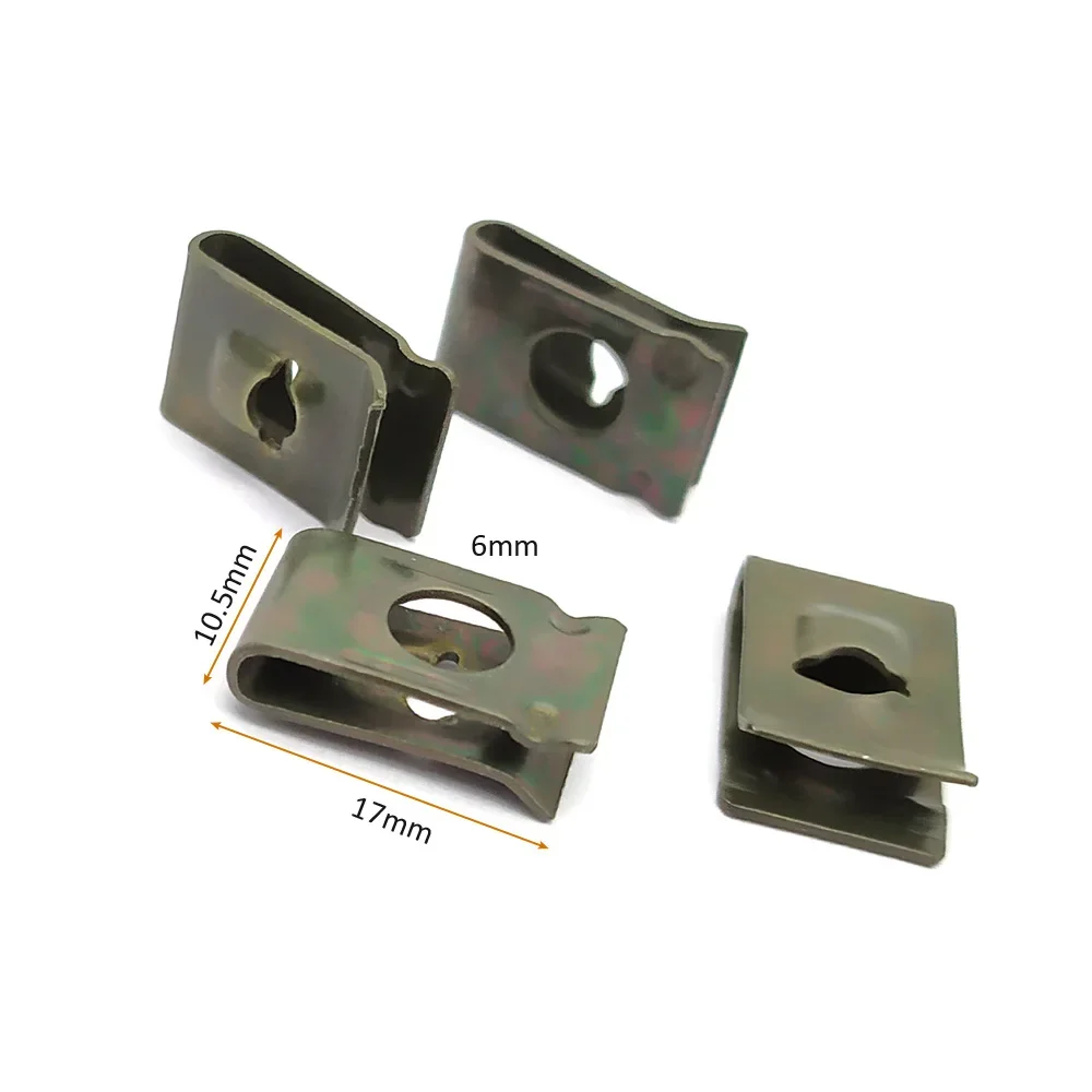 Car Motorcycle Scooter Moped Cover Metal Retainer U-Type Clips ArmyGreen Self-tapping Bumper Fastener Clip image 2