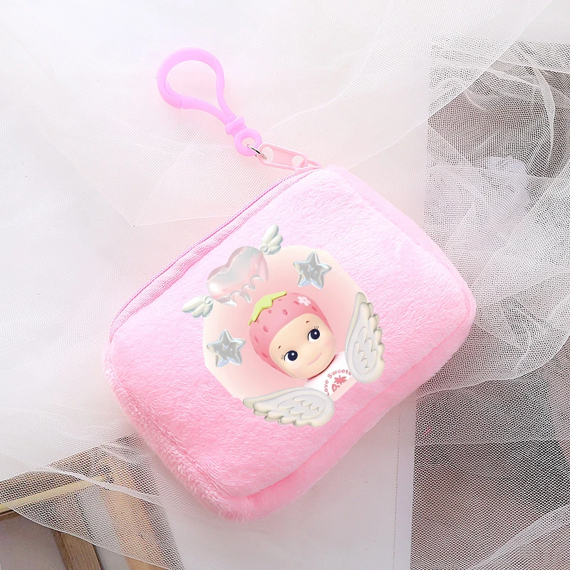 Sonnies Angels Children Mini Plush Coin Purse Student School Pink Storage Bag Key Case Handbag New Cartoon Anime Kids Cute Gifts