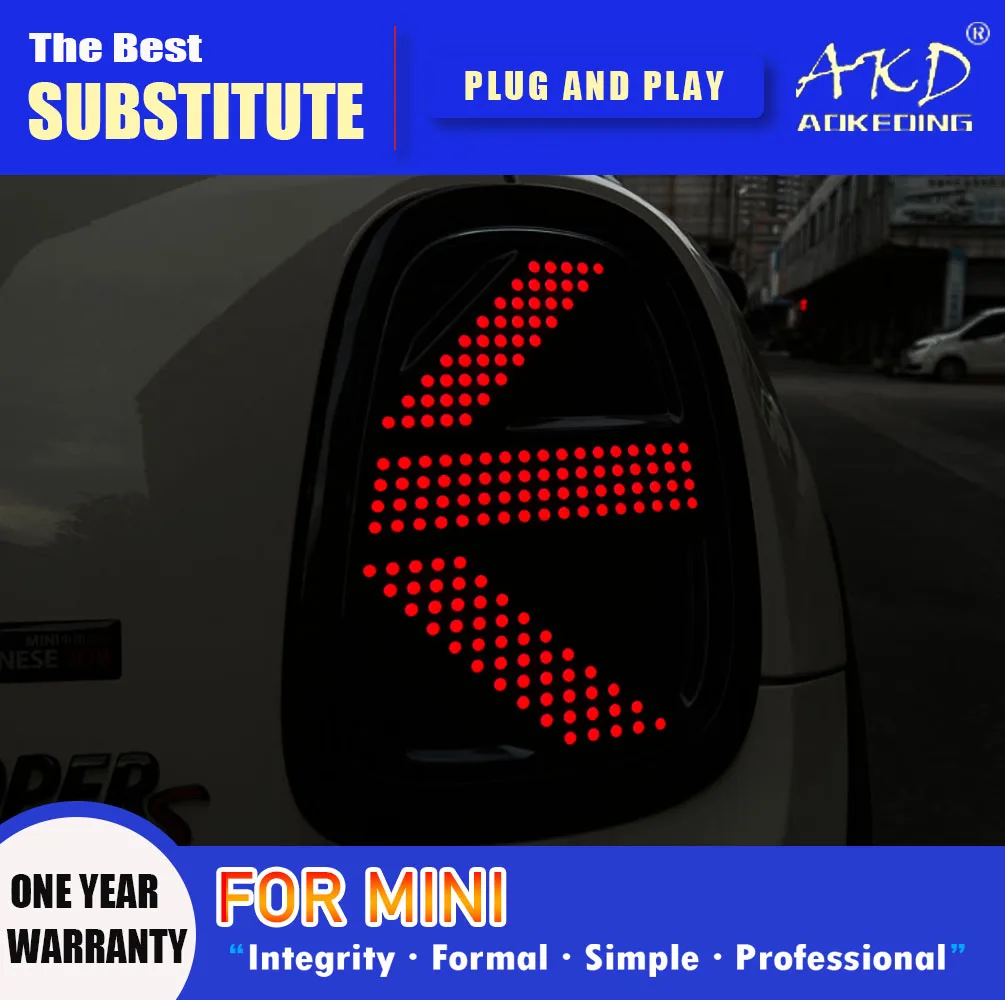 AKD Tail Lamp for MINI Coopers F56 F57 LED Tail Light 2014-2021 F56 F57 Rear Fog Brake Turn Signal Automotive Accessories