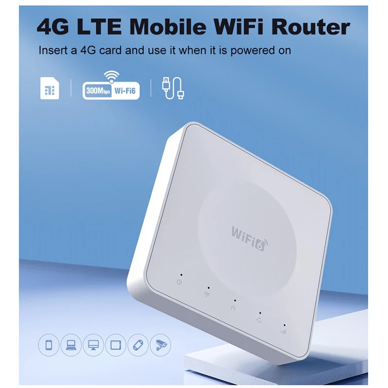 Superior-300M 4G Mini CPE Wireless Card Router Dual Network Port Wifi6 Wireless Hotspot Portable Router E8 Sim Card Wifi Router