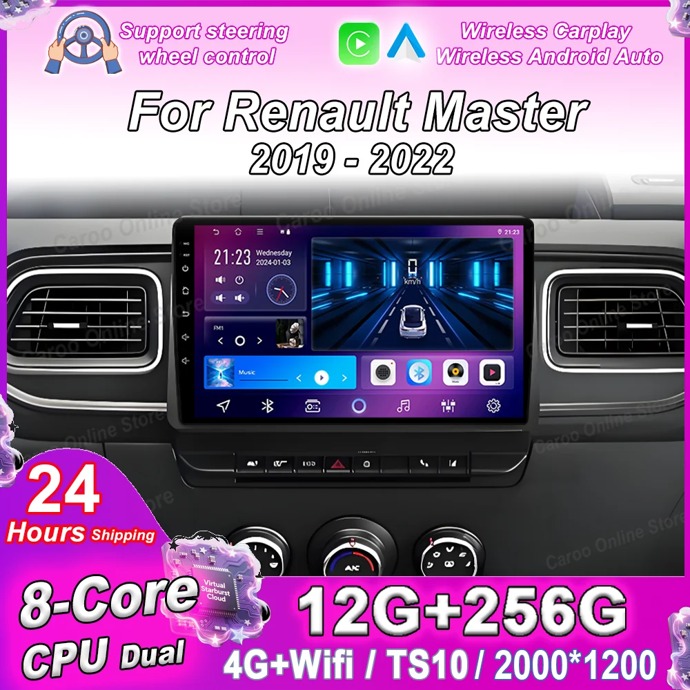 Android 15 Radio Stereo Carplay For Renault Master 2019 2020 -2022 Auto Multimedia Video Player GPS Navigation Car DVD WIFI+4G