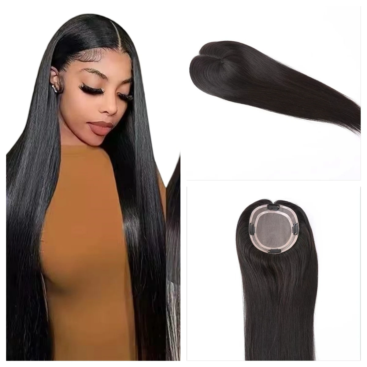 

14 Inches European Virgin Human Hair Hairpieces Platinum Color 60# Silky Straight 3x5 Mono Topper Closure for Woman