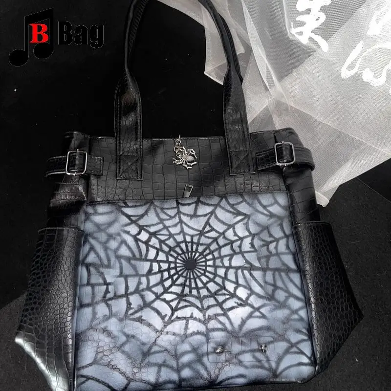 Bolso gótico de gran capacidad para mujer y niña, bandolera de hombro, estilo Punk, Harajuku, telaraña, a la moda, Y2K