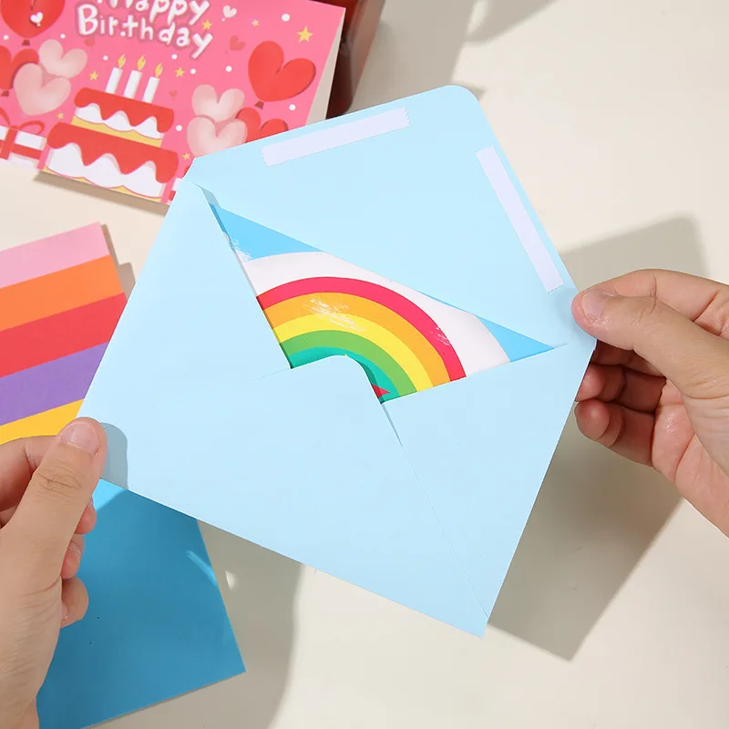 

10 шт. цветной конверт в западном стиле с двусторонней лентой, утолщенная двойная клейкая бумага, пустая поздравительная открытка