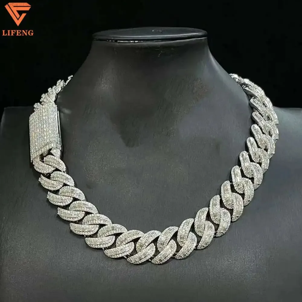 

20mm Pass the Diamond Tester 925 Sterling Silver Diamond Gold Custom Men Jewelry Necklaces Moissanite Cuban Link Chain
