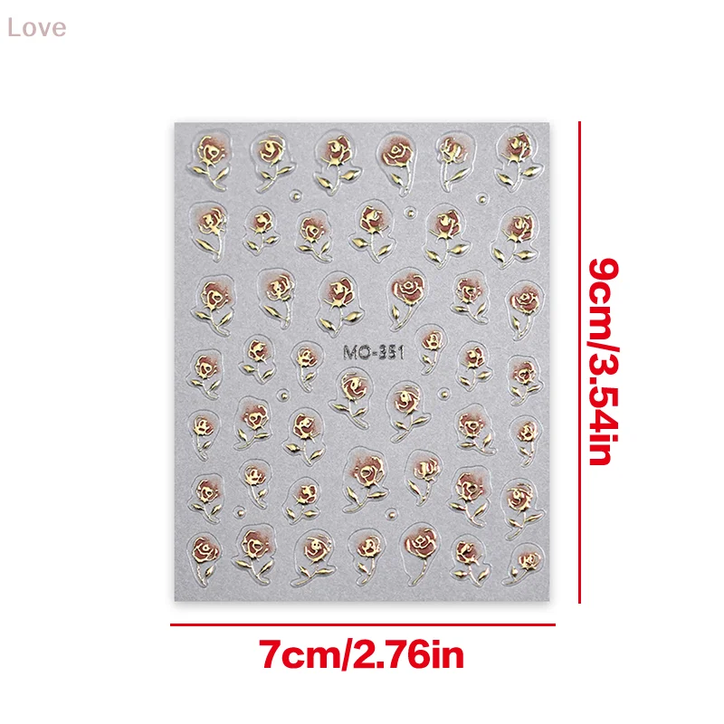 [L&P] زهور الورد الذهبية ثلاثية الأبعاد ذاتية اللصق لتزيين الأظافر ملصقات عالية الجودة لإكسسوارات شارات مانيكير أنيقة