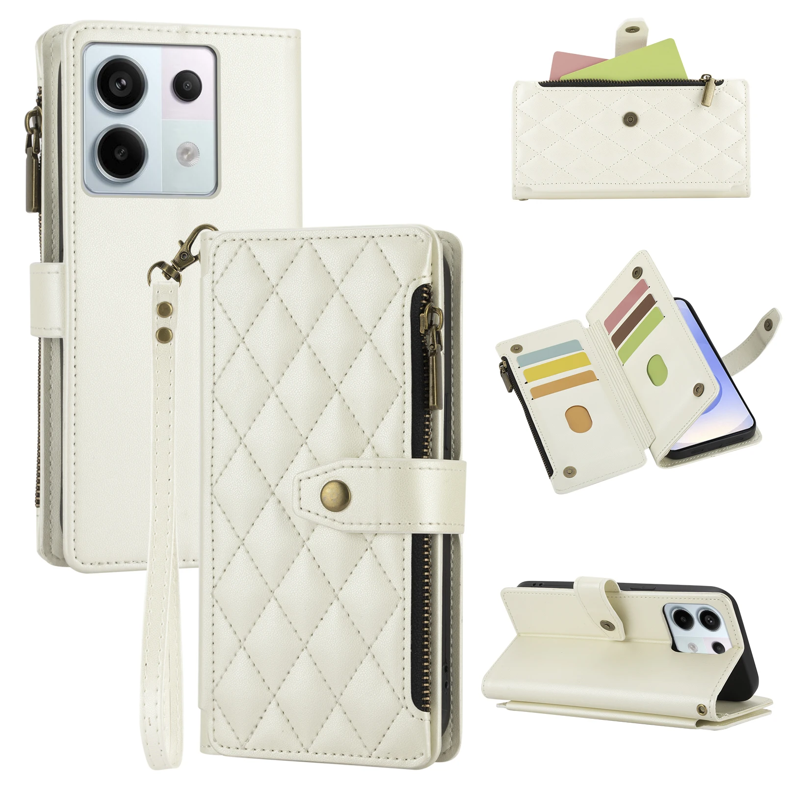Brieftaschen-Handyhülle für Redmi Note15/14Pro/13/12/11/10/9/8Pro Multi-Kartenfach Flip-Cover Kunstleder Schutzhülle – Detail 4