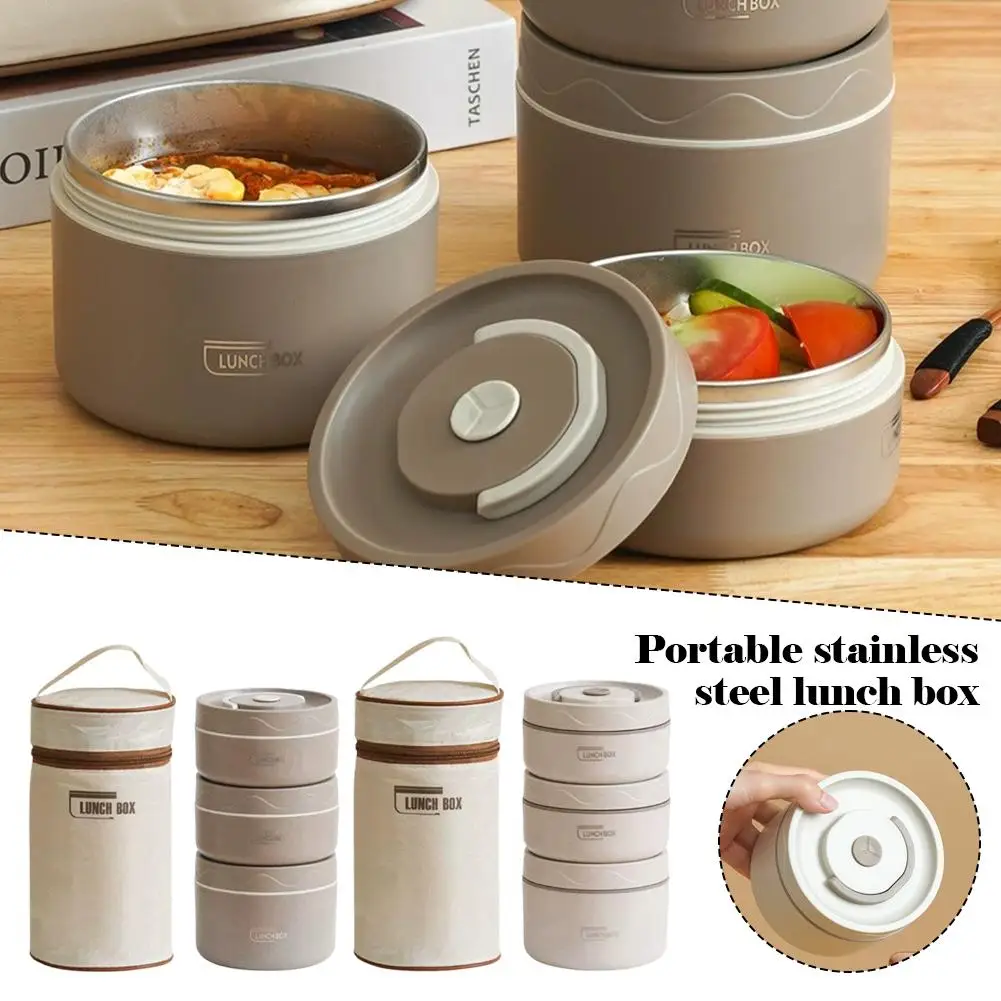 

Bento Box Food Grade Portable Round Cap Soup Bowl Special Japanese Stainless Steel Lunch Box Versatile lunch containers
