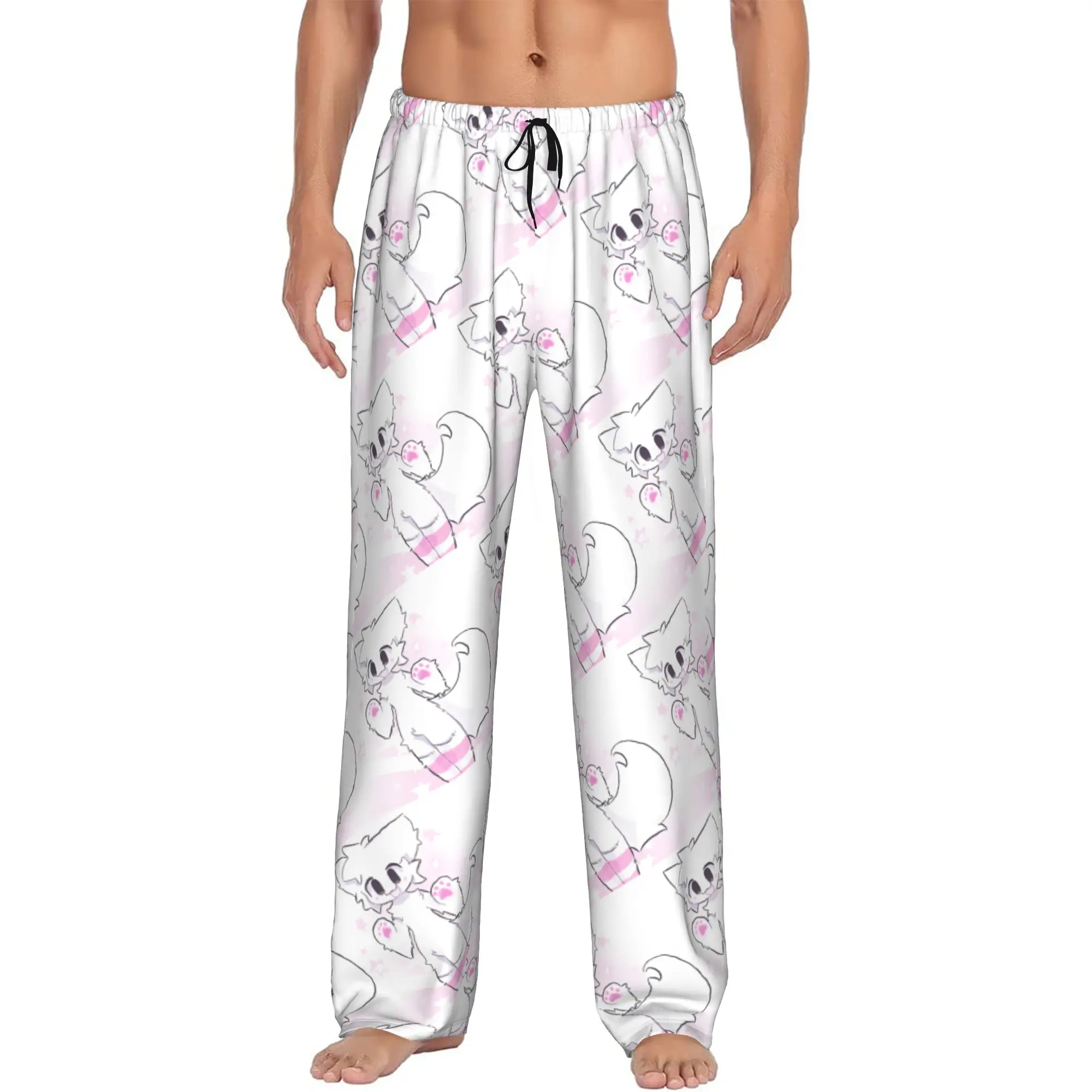 

Custom Printed Boykisser Silly Cat Pajama Pants for Men Cute Cartoon Sleep Sleepwear Bottoms with Pockets