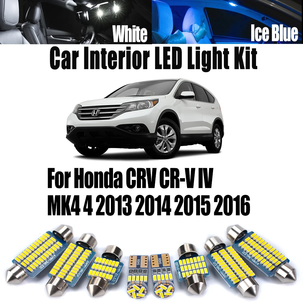 

14Pcs LED Interior Light Number Plate Lamp Kit For Honda CRV CR-V IV MK4 4 2013 2014 2015 2016 Car Map Dome Sunvisor Bulb